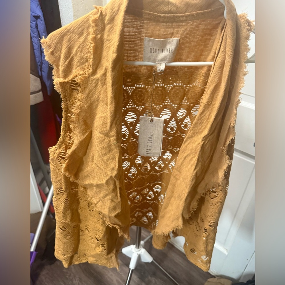 Moon River Mustard Crochet Vest
